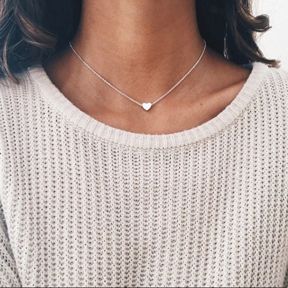 Jewelry - 3/$30 Dainty Heart Choker Necklace Boho Silver